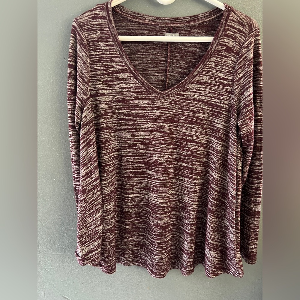 Aerie Burgundy Heathered Long Sleeve Top